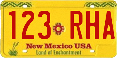 NM license plate 123RHA