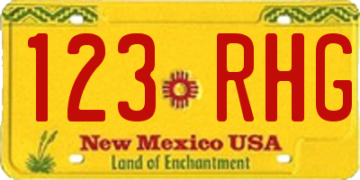 NM license plate 123RHG