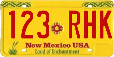 NM license plate 123RHK
