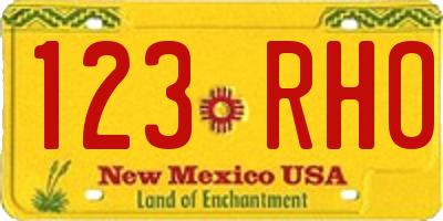 NM license plate 123RHO