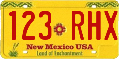 NM license plate 123RHX