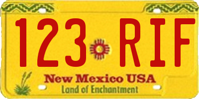 NM license plate 123RIF