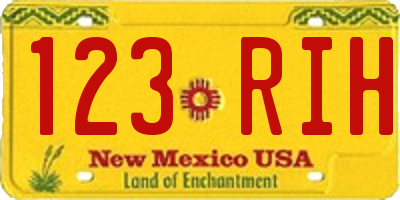 NM license plate 123RIH