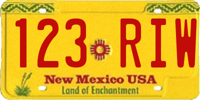NM license plate 123RIW