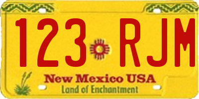 NM license plate 123RJM