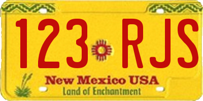 NM license plate 123RJS