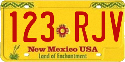 NM license plate 123RJV