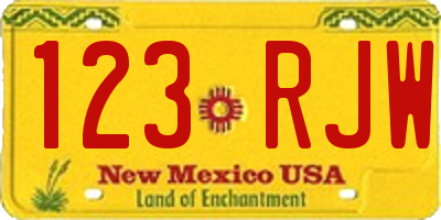NM license plate 123RJW