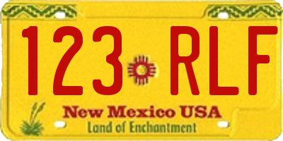 NM license plate 123RLF