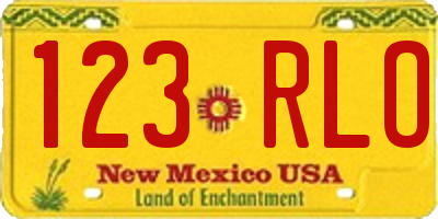 NM license plate 123RLO