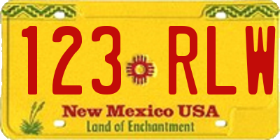 NM license plate 123RLW