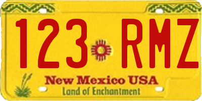 NM license plate 123RMZ