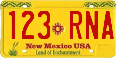 NM license plate 123RNA