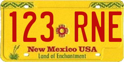 NM license plate 123RNE