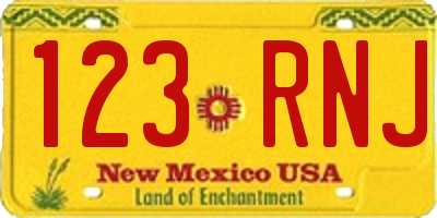 NM license plate 123RNJ