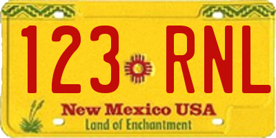 NM license plate 123RNL