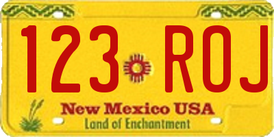 NM license plate 123ROJ