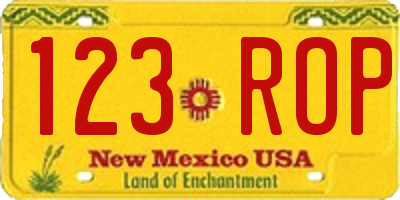 NM license plate 123ROP