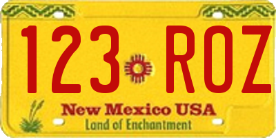 NM license plate 123ROZ