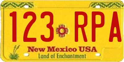 NM license plate 123RPA