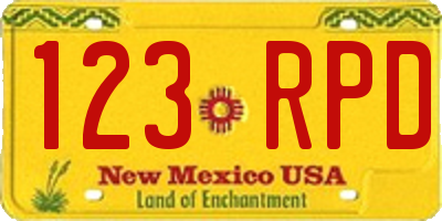 NM license plate 123RPD