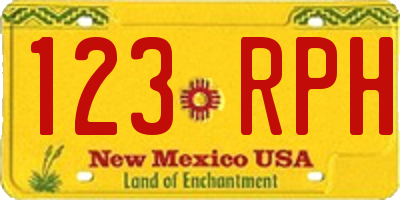 NM license plate 123RPH