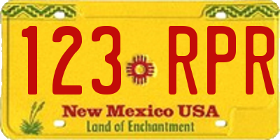 NM license plate 123RPR