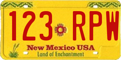 NM license plate 123RPW