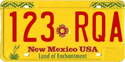 NM license plate 123RQA