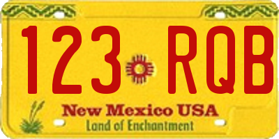 NM license plate 123RQB