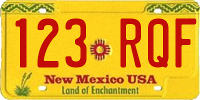 NM license plate 123RQF