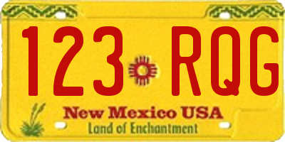 NM license plate 123RQG