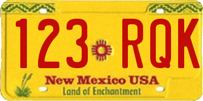 NM license plate 123RQK