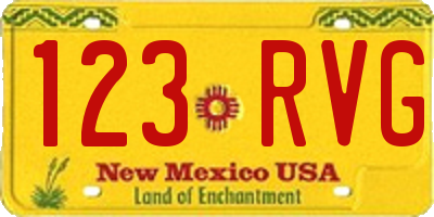 NM license plate 123RVG