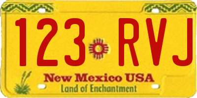NM license plate 123RVJ