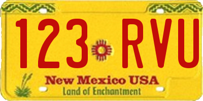 NM license plate 123RVU