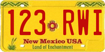 NM license plate 123RWI