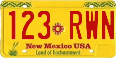 NM license plate 123RWN