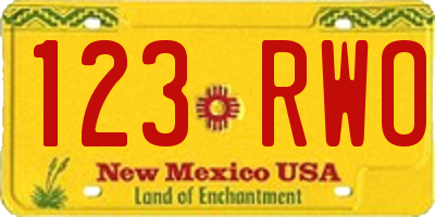 NM license plate 123RWO