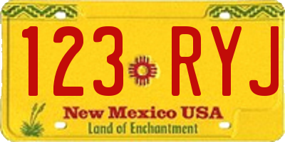 NM license plate 123RYJ