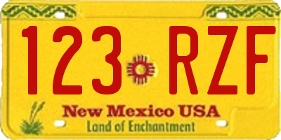 NM license plate 123RZF