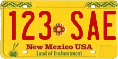 NM license plate 123SAE