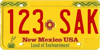 NM license plate 123SAK
