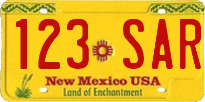 NM license plate 123SAR