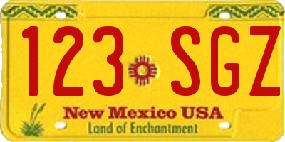 NM license plate 123SGZ