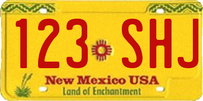 NM license plate 123SHJ