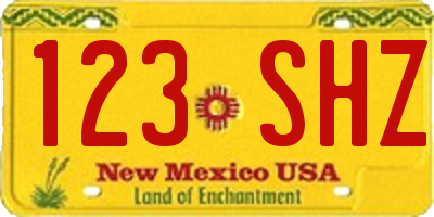 NM license plate 123SHZ
