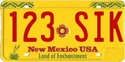 NM license plate 123SIK