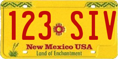 NM license plate 123SIV