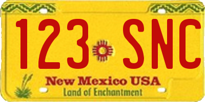 NM license plate 123SNC